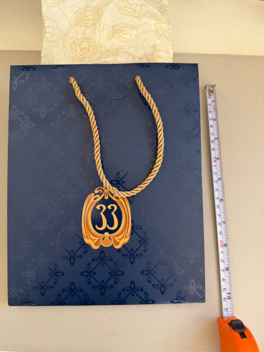 DISNEYLAND CLUB 33 BLUE GIFT BAG WITH TISSUE PAPER